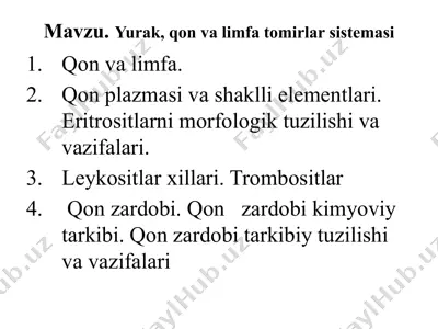 yurak, qon va limfa tomirlar sistemasi — PPTX