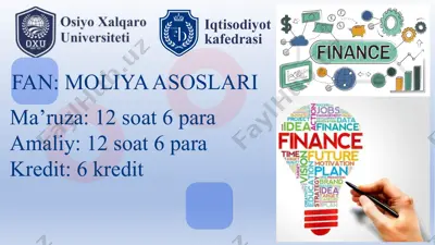 moliya asoslari — PPTX