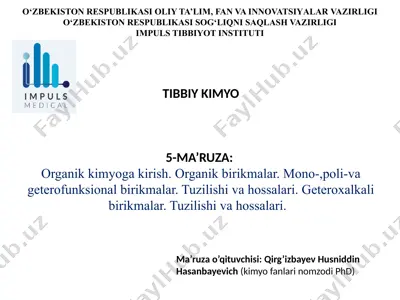 tibbiy kimyo — PPTX