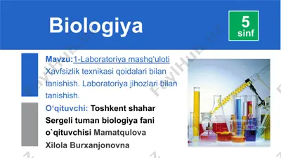 laboratoriya mashg‘uloti xavfsizlik texnikasi qoidalari bilan tanishish. laboratoriya jihozlari bilan tanishish. — PPTX