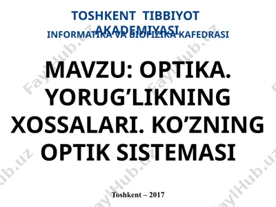 yorug’likning xossalari. ko’zning optik sistemasi — PPTX