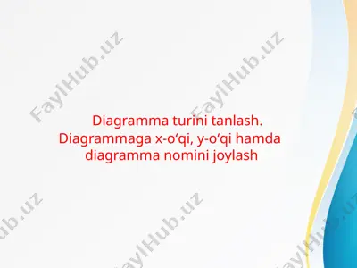 diagramma turini tanlash. diagrammaga x-oʻqi, y-oʻqi hamda diagramma nomini joylash — PPTX