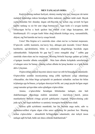 men tanlagan soha insho — DOCX