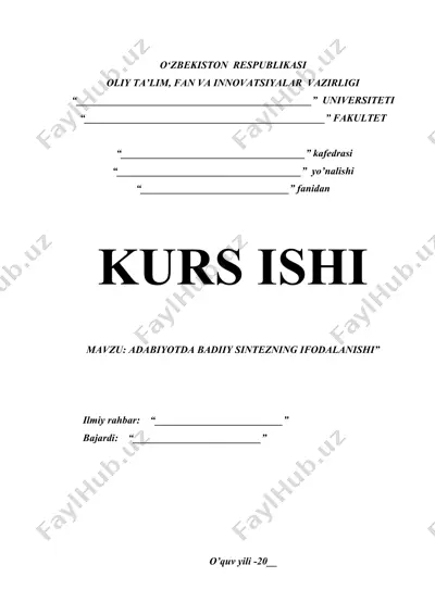 adabiyotda badiiy sintezning ifodalanishi — DOCX