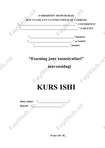 essening janr xususiyatlari — DOCX