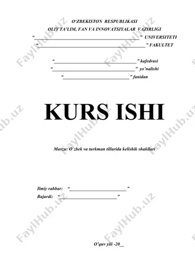 o`zbek va turkman tillarida kelishik shakllari — DOCX