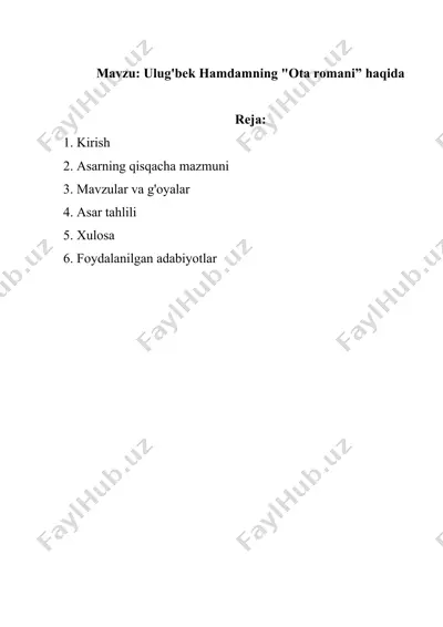 ulug'bek hamdamning ota romani haqida — DOCX