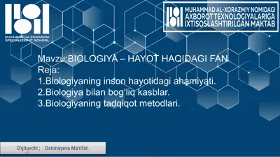 biologiya – hayot haqidagi fan — PPTX
