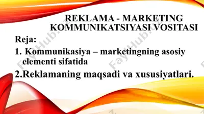 reklama - marketing kommunikatsiyasi vositasi — PPTX