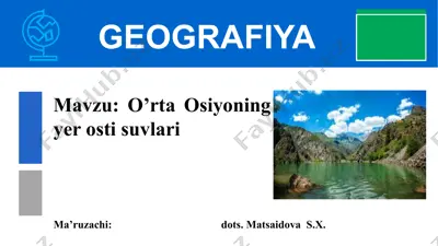yer osti suvlari va ularning foydalanish sohasi — PPTX
