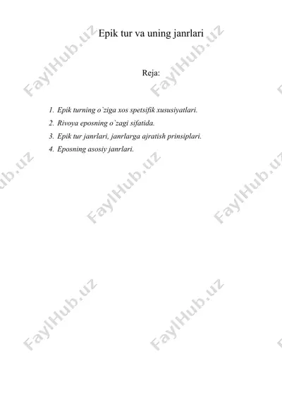 epik tur va uning janrlari — DOC