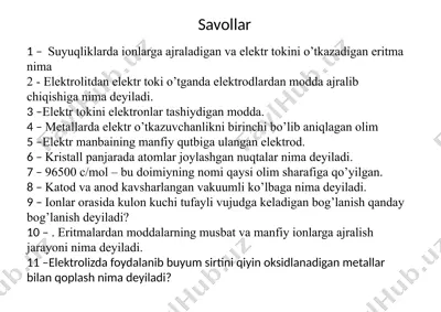 elektroliz va ionlar — PPTX