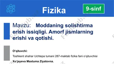 moddaning solishtirma erish issiqligi — PPTX