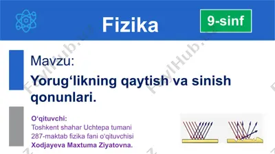 yorug‘likning qaytish va sinish qonunlari — PPTX