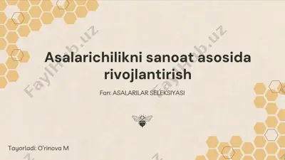asalarichilikni sanoatga aylantirish — PPTX