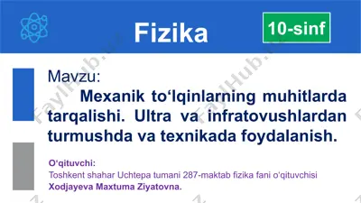 tarqalish to'lqinlari va ularning xususiyatlari — PPTX