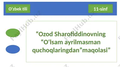 "ozod sharofiddinovning “o‘lsam ayrilmasman quchoqlaringdan” maqolasi" — PPTX