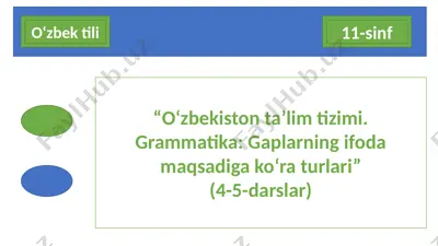 o‘zbekiston ta’lim tizimi. grammatika: gaplarning ifoda maqsadiga ko‘ra turlari — PPTX