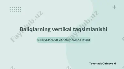 baliqlarning vertikal taqsimlanishi — PPTX