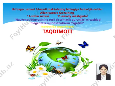 hayvonot dunyosining turli sistematik guruhlari o'rtasidagi filogenetik munosabatlarni o'rgatish taqdimoti — PPTX