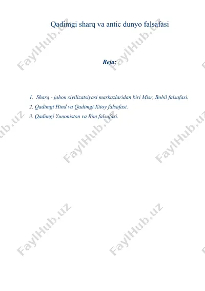 qadimgi sharq va antik dunyo falsafasi — DOCX