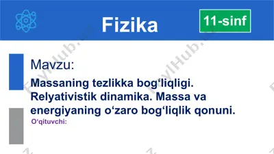 massaning tezlikka bog‘liqligi — PPTX