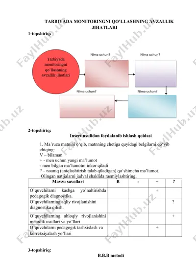 tarbiyada monitoringni qo’llashning avzallik jihatlari — DOCX