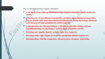 moddalarning magnit xossalari — PPTX