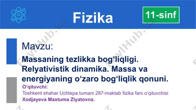 massaning tezlikka bog‘liqligi — PPTX