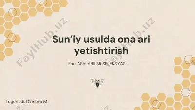 sun'iy usulda ona ari yetishtirish — PPTX