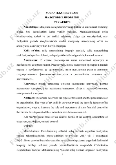 soliq tekshiruvlari — DOCX