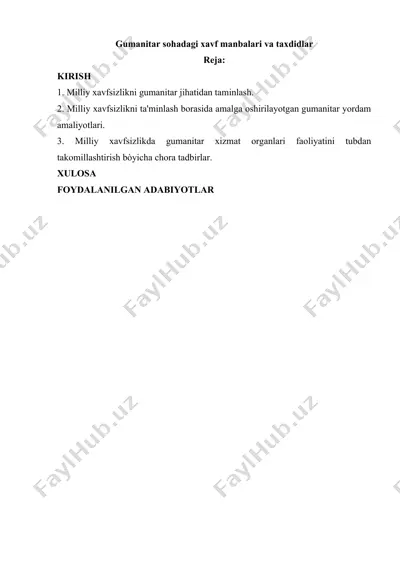 gumanitar sohadagi xavf manbalari va taxdidlar — DOCX
