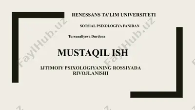 ijtimoiy psixologiyaning rossiyada rivojlanishi — PPTX