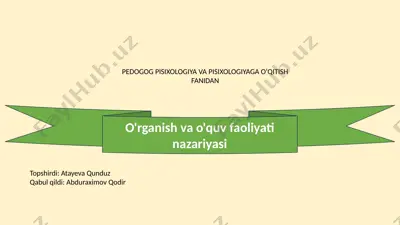 o'rganish va o'quv faoliyati nazariyasi — PPTX