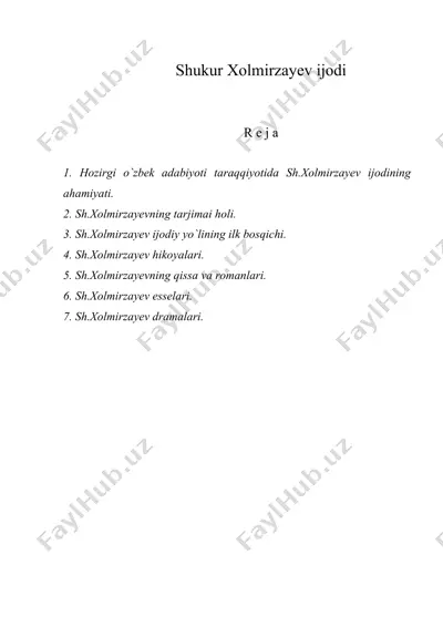 shukur xolmirzayev ijodi 2 — DOC
