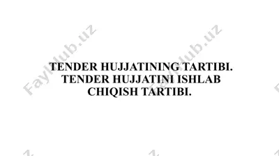 tender hujjati tartibi — PPTX
