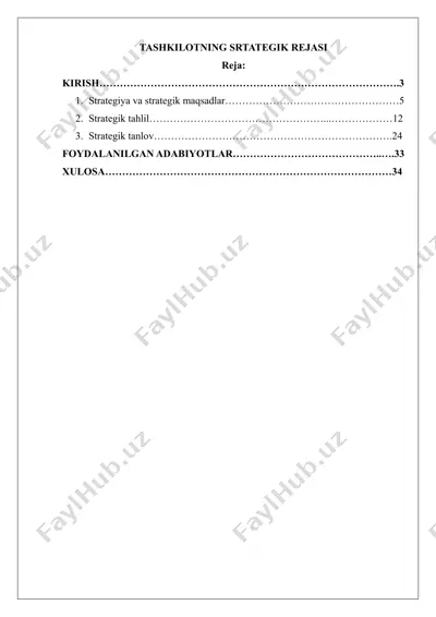 tashkilotning strategik rejasi — DOCX