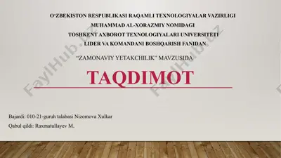 zamonaviy yetakchilik — PPTX