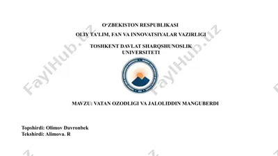 vatan ozodligi va jaloliddin manguberdi — PPTX