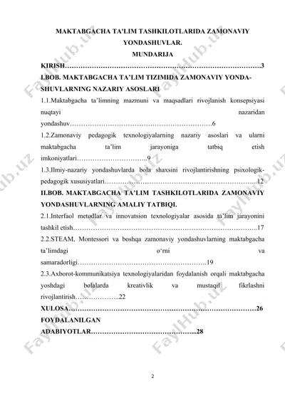 maktabgacha ta'limga zamonaviy yondashuvlar — DOCX