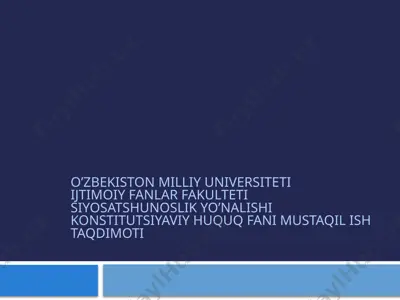inson huquqlari umumjahon deklaratsiyasi hamda yangi tahrirdagi  o’zbekiston respublikasi konstitutsiyasidagi huquqiy normalarning o’zaro farqli hamda o’xshash jihatlari — PPTX