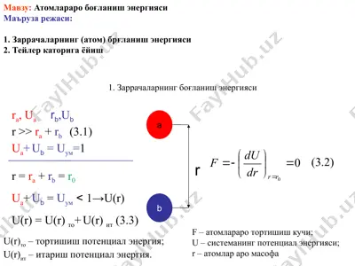 атомлараро боғланиш энергияси — PPTX