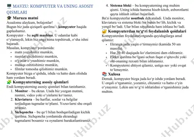 kompyuter va uning asosiy qismlari — DOCX