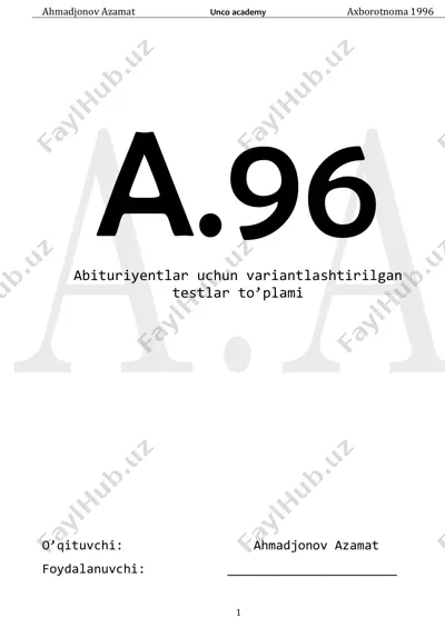 abituriyentlar uchun testlar to'plami — PDF