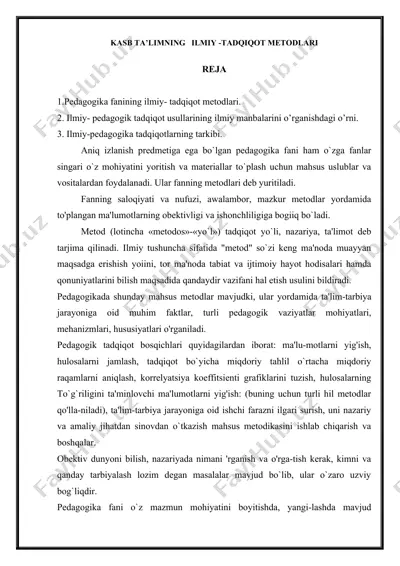 kasb ta’limning ilmiy -tadqiqot mеtodlari — DOCX