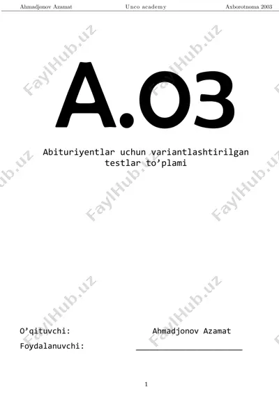 ahmadjonov azamat unco academy axborotnoma 2003 — PDF