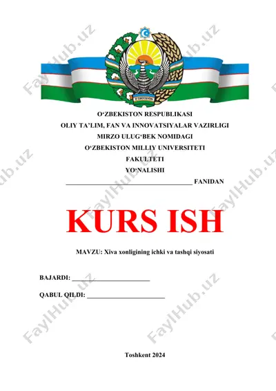 xiva xonligining ichki va tashqi siyosati — DOCX