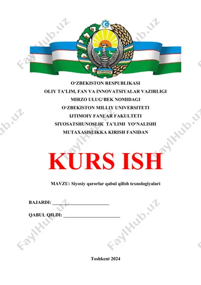 siyosiy qarorlar qabul qilish texnologiyalari — DOCX