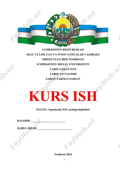 ispaniyada xix asrdagi inqloblari — DOCX