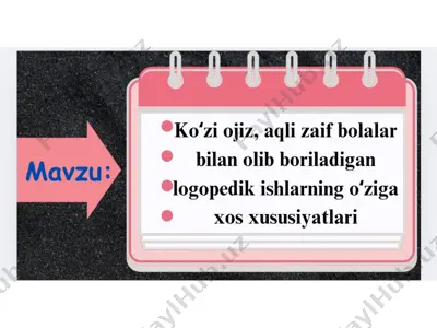 ko'zi ojiz, aqli zaif insonlar bilan olib boriladigan ishlarning logopedik xususiyatlari — PPTX